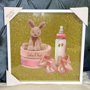 Baby Dior blush pink & gold glitter wall art